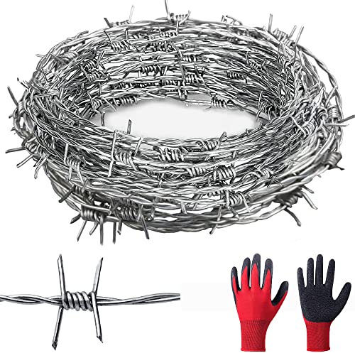 C-DON Stacheldraht 1,6 mm x 7,7 Meter (25 ft) 18 Gauge 4 PUNKT Basteldraht, echter Stacheldraht Einfach zu biegen Perfekt für Garten oder Handwerk (15.4 Meter)