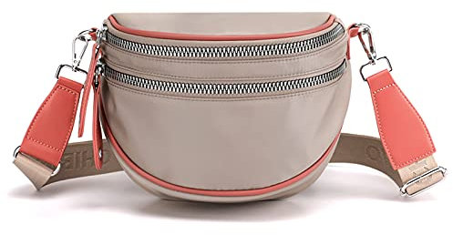 FANDARE Casual Schultertasche Backpack Sling Gürteltasche Brusttasche Jugendliche Leichte Umhängetasche Rucksack Sporttasche Herren Damen Reise Freizeit Outdoor Sports Nylon Wasserdicht Khaki A