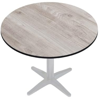 GGMMÖBEL COMPACT | Esstisch HPL Tischplatte | Ø68 cm | Eiche-Weiß | Perfekt für klappbare Gartentisch, Esstisch | Outdoor | Restaurant, Cafe, Bar