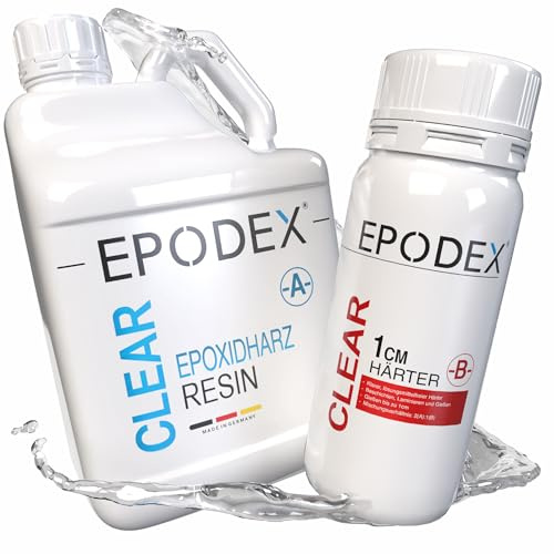 EPODEX Epoxidharz Set ECO, bis 1cm, PURPLE - Glow in the dark, 45kg | Klares Epoxy Resin Set, Harz Gießen Set, Beschichtungen, Versiegelungen, Reparaturen, Formenbau, Kunst, Handwerk, uvm
