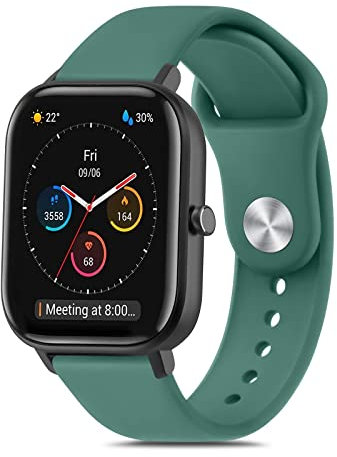 Yisica Silicone Bracelet Compatible pour Amazfit GTS 4 Mini/Amazfit GTS 4/GTS 3/ Amazfit Bip U Pro/Bip 3/Bip 3 Pro, 20mm Bracelet de Remplacement Réglable pour Amazfit GTS 2 Mini, Aiguille Verte