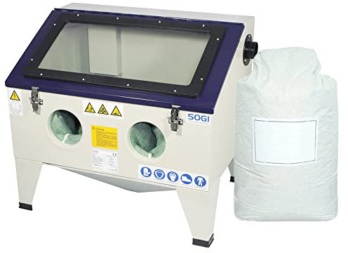 SOGI S-72 Sabbiatrice da banco professionale con accessori + corindone (25 kg di corindone grana 36 allumina)