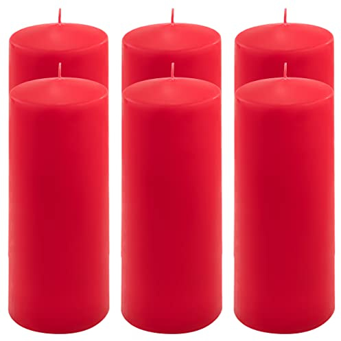 Stumpenkerze rot Höhe 20 cm Ø 7,5 cm lange Brenndauer Rund-Kerze Säulenkerzen Kerzen-Deko Tafelkerzen Weihnachts-Kerzen Hochzeit Xmas (6)