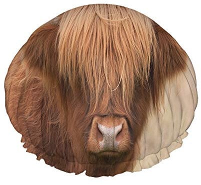 Cow Bath Shower Cap Highland Brown Cow Cattle Famous Animal Agriculture Farming Countryside Shower Caps for Women DoubleBathing Shower Hat Hair Protection Reusable