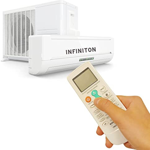 INFINITON - Mando Aire Acondicionado INFINITON - *Soporte + Pilas Incluidas* - Mando a Distancia Compatible Aire Acondicionado INFINITON. Mando Compatible. (Mando Aire con Pilas Y Soporte)