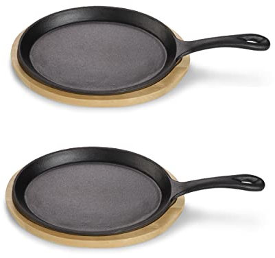 ECHTWERK Servierpfanne aus Gusseisen, Kleine Grillpfanne, Bereits eingebrannt, Für Backöfen, Grill, BBQ und Induktion geeignet, Ideal zum Servieren, 2tlg