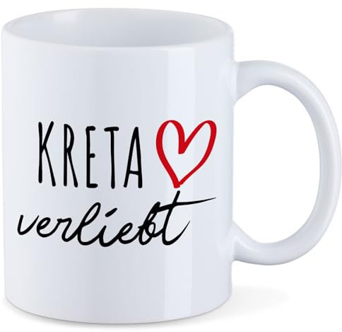Huuraa Tasse Kreta verliebt Geschenk 330ml Weiß Kreta Präsent