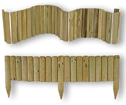nextradeitalia 1PZ Bordure per aiuole Flessibile Ø 5 CM 250 X 40 H in Legno di Pino IMPREGNATO da Esterno per fioriere Giardini aiuola