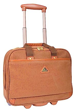 House Of Leather Reisetasche Organizer Pilotenkoffer mit Rollen Wildlederimitat Aktentasche Stil Cadiz Kamelrot, camel, Pilotenkoffer mit Rädern