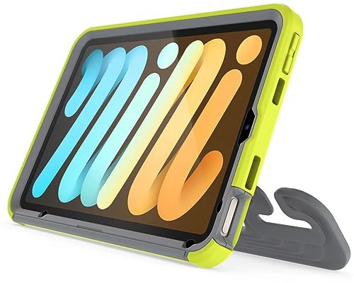 OtterBox iPad Mini (6th gen) EasyGrab Case for Kids, Built-in Screen Protector, Flexible Stand, Car Mount, Drop+ Impact Protection - Martian Green