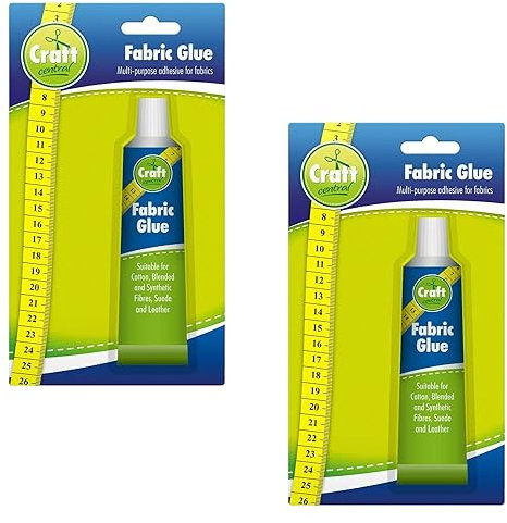 Pack of 2 Fabric Glue 50ml for Clothes - Quick Dry Adhesive for DIY Craft Projects Repairs Suitable for Cotton, Blended and Synthetic Fibres, Suede & Leather
