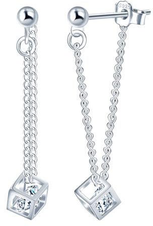 CONILOK Zirkon Würfel Ohrringe Silber 925 Stecker Ohrstecker Ohrhänger Silber Damen Schmuck Ohrring Geschenke für Frauen Mädchen Freundin Mutter Geburtstag Hochzeit Weihnachtstag Valentinstag