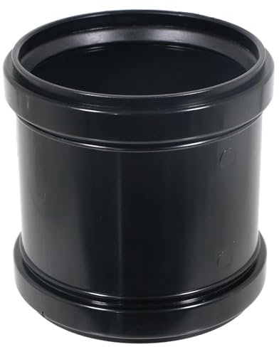 Spares2go 110mm 4 Soil Waste Pipe Double Socket Push Fit Straight Slip Coupler (Black)
