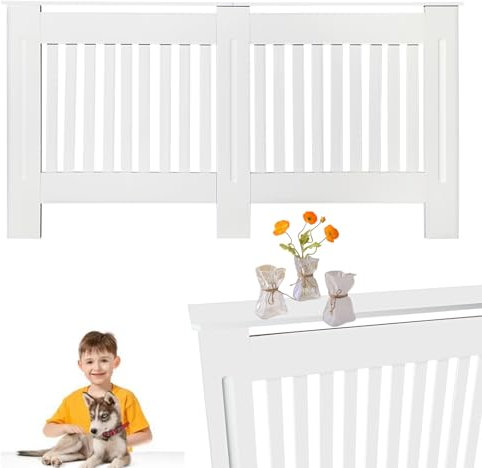 White Radiator Cover, Radiator Shelves Living Room Heater Cover Cabinets, Radiator Cabinet With Top Storage For Photo Albums, Books, Decorative Modern Tall Radiators, 152 (L)cm x 19(D)cm x 82 (H)cm