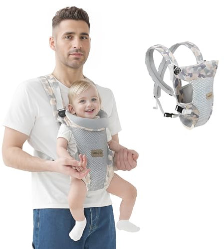 Babytrage für Neugeborene Ergonomische Baby Bauchtrage Rückentrage Leicht Atmungsaktiv 0-36 Monate (Tarnung)