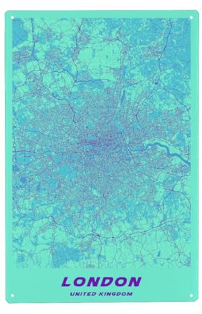 artboxONE Metall-Poster 20x30 cm Städte/London Stadtplan von London von Künstler Webwald