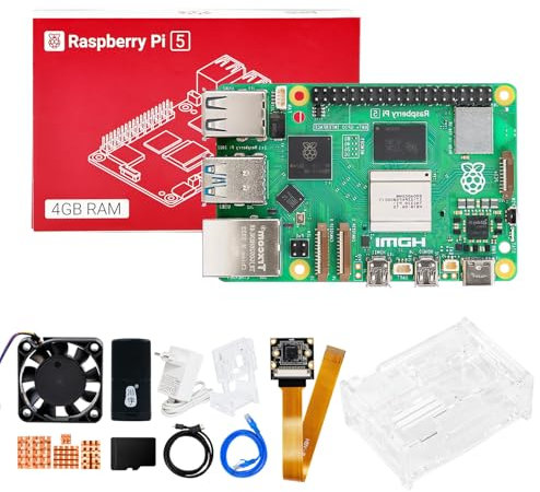 Yahboom Raspberry Pi5 Developer Kit 4GB/8GB + PD Power Adapter+Case (with Fan)+Camera Ubuntu20.04 ROS2 System Suitable for AI Programming Python (4GB-IMX219 Camera Kit)