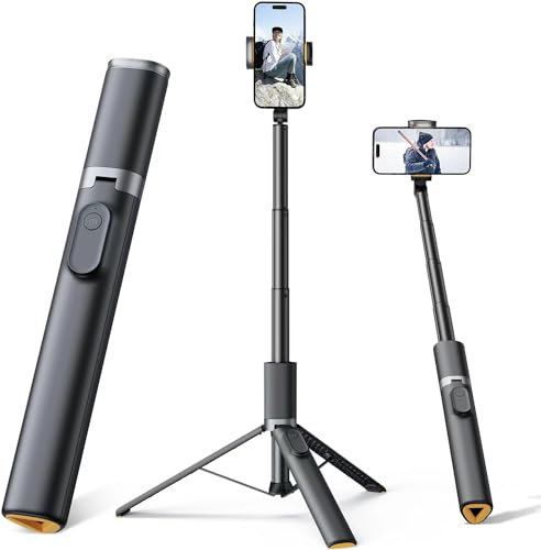 Moman IST01 Selfie Stick Stativ, 153cm Aluminium Tragbar Handy Stativ Handyhalter Selfie Stange für Smartphones, All in 1 Selfiestick