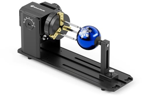 SCULPFUN RA Pro Laser Rotary Roller, Rotary Chuck für laser graviermaschine, y Achse Rotationsmodul, mit 180° einstellbarem Winkel, für zylindrische Objekte unregelmäßige runde Objekte, Ohne Rolle