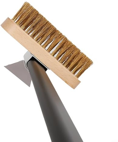 Brosse de nettoyage pour four à pizza, brosse de nettoyage pour pierre à pizza avec racloir, poils en laiton, avec longue poignée amovible pour four, barbecue