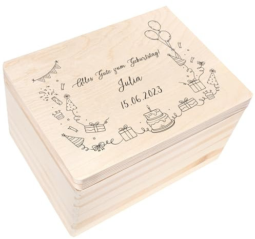 Creative Deco Personalisiert Geburtstag Geschenke für Frauen, Männer und Kinder Erinnerungsbox Holzkiste | Mehrere Motive für Geburtstag | Individuelles Geschenk | Geschenkkiste Geschenkbox