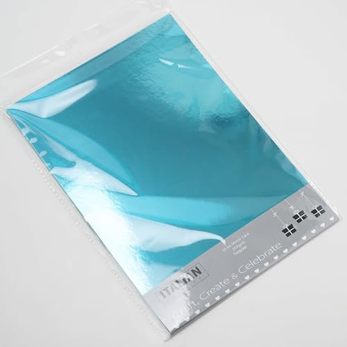 Italian Options 250 g/m² Spiegelkarton, Bastelpapier, 10 Blatt, A4-Größe, Türkis
