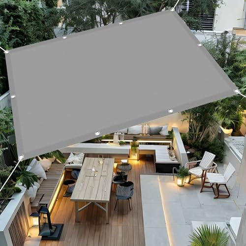 Toile Ombrage Imperméable 260 x 380 cm Rectangulaire Jardin Parasol Filet de D'Extérieur Extérieur, Jardin, Terrasse, Balcon UV Protection 98% Résistant Aux Déchirures, Gris Clair