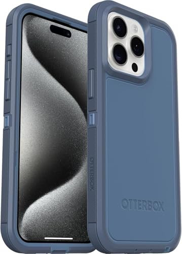 OtterBox Defender Series XT Case for iPhone 15 Pro Max Blue Baby Blue Jeans | Only, Screenless, Lanyard Attachment, Microbial Defense Protection, Non-Retail Packaging