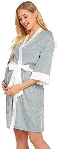Peignoir De Bain Femme Enceinte, Chemise De Nuit Grande Taille à Manches Longues, Robe De Chambre, Doux Et Confortable VêTements De Nuit Automne Hiver