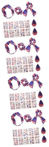 SAFIGLE 4 Sets Unabhängigkeitstag Ohrringe Herrenohrringe Rot Weiß Blau Usa Bandana Patriotisches Stirnband Day Kopfbedeckung Labor Day Stirnband Rotes Stirnband