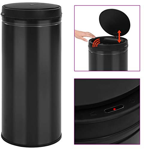 Sufrk Automatic Sensor Dustbin 80 L Carbon Steel Black,Automatic Touchless Infrared Motion Sensor Bin Kitchen Bathroom Cupboard Waste Dust Bin