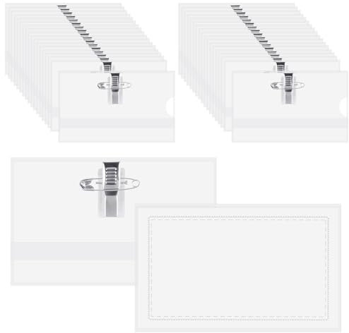 36 Stück Kunststoff Namensschilder, Ausweishalter Mit Clip Transparent, Namensschilder Wasserdicht, PVC Namensschilder Zum Anstecken, Namensschildhalter Für Büros, Schulen, Konferenzen