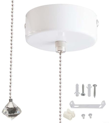 FUANA Zugschnur Lichtschalter Anhänger Badezimmer Zugschnur Schalter 200 cm Schnur Zugschnur (weiß)