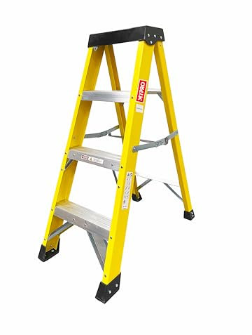 4 Tread Heavy Duty Fibreglass Step Ladder | Electricians Swingback Steps GRP 30,000v I Fibreglass Swingback Step Ladder 4 Steps Ladder