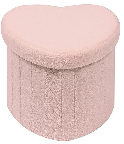 Bonlife Sitzbank mit Stauraum, klappbare Sitztruhe, Aufbewahrungsbox, Fußbank,Liebe,für Schlafzimmer Wohnzimmer Flur,Rosa,38x38x38 cm