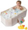 Vinteky Baignoire pour bébé grande taille, adaptée aux enfants de 0-5 ans - Baquet pliable pour enfant, bébé peut s'asseoir ou se coucher - Baignoire intégrée pour nouveau - nés (Blanc)
