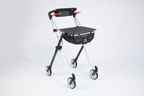 Rehasense Space I Pixel Indoor Rollator - Folding with Bag & Tray 3 Colours 4 Wheels (Black/White)