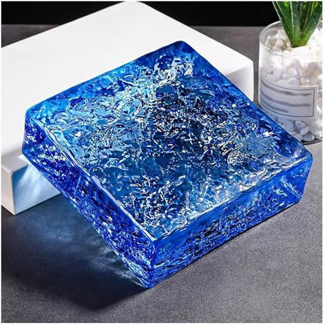 QZLNONTK 1 Stück quadratische Kristallsteine ​​– klare farbige Glasbausteine ​​für Bars, Hotels, Büros und Trennwände zu Hause(Blue)