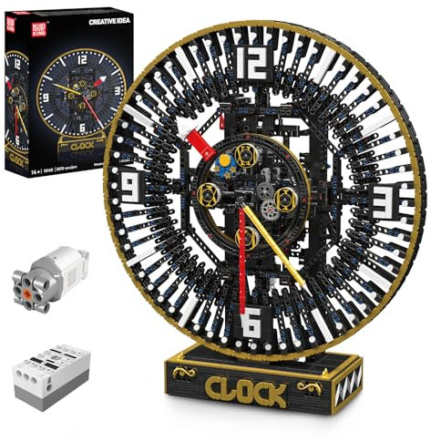 Mould King 10160 Technik MOC Cyberpunk-Mechanische-Uhr-Bausteinmodell-Set, mit elektrischem Uhrwerkmechanismus APP ferngesteuert Mechanische Großuhr Technologie Klemmbausteine Bausatz (3675+Teile)