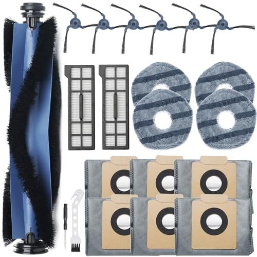 21Pcs X10 Pro Omni Replacement Parts Kit for Eufy X10 Pro Omni Robot Vacuum Accessories, 1 Main Roller Brush, 6 Dust Bags 6 Side Brushes 2 Hepa Filters 4 Mop Pads 1 Screwdriver 1 Clean tool