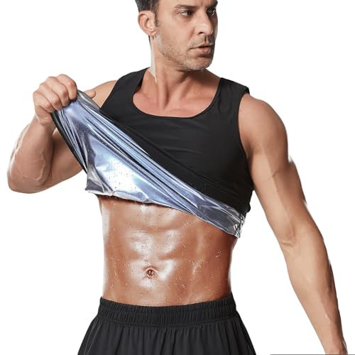 Towintec Débardeur Sudation pour Homme Costumes Amincissant Gilet Top Sauna Suit Shapewear Vêtement Ventre plat Perdre du poids Maigrir Manche Courte Entraînement Musculation Fitness Gym