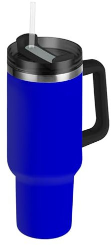 RPLIFE Tumbler medio blu con manico, in acciaio inox, da 880,5 g, con cannuccia, per donne e uomini, da viaggio