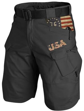 MOKBAY Short de Travail Treillis Militaire Noir de Course Poche zippée Tactique Ete Pantacourt uni Bermuda Blanc Homme Vente en Ligne Chantier Short Coton Homme Noir S