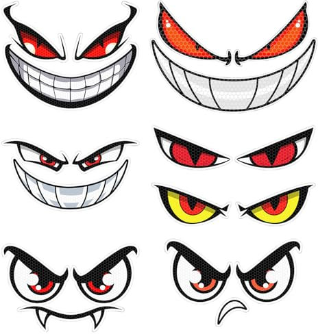 FAINCA 7 Stück Reflektierende Augen Aufkleber Mähroboter Saugroboter Aufkleber Augen für Mähroboter Selbstklebendes Mülltonnenaufkleber Wasserfest für Rasenmäher Staubsauger Mülleimer