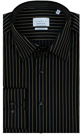 ETERNA Herren Langarm Hemd | MODERN FIT | Gestreift | Bügelfrei, Knitterfrei | 100% Baumwolle