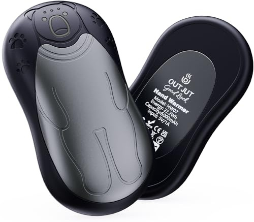 Handwärmer Elektrisch 12000mAh, 2 Pack Magnetischer USB Handwärmer Wiederaufladbar, OUTJUT Tragbare Taschenwärmer, 3 Heizmodi, Warmes Geschenk für Winter