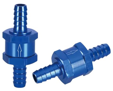 ROKZELT 8mm (5/16) Kraftstoff-Rückschlagventil, 2 Stück, Aluminium, Benzin, Diesel, Wasser, für Auto, Aquarium, Blau
