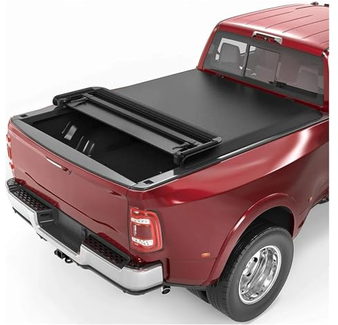 Wnfmjqe Kofferraumabdeckung Laderaumabdeckung Für Nissan Für Navara Für Titan Mit Kurzem Bett, 5,7 Fuß, PVC, Weich, Vierfach Faltbar Gepäckraumabdeckung