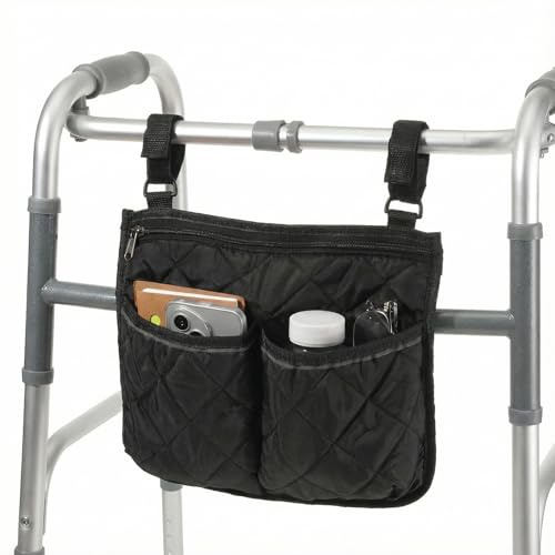 YBEATY Rollstuhlaufbewahrungstasche Armlehnentasche mit Becherhalter und Reflektorstreifen, Rollstuhltasche Rollstuhl, Tasche Rollstühle Seitentaschen für Rollstühle, Rollatoren oder Rollatoren