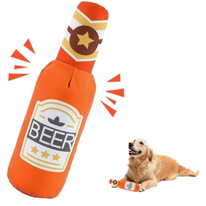 Hundespielzeug Quietschend,Weiches Bierflaschen Plüschtiere,Plüschspielzeug,Haustier Plüsch Quietschendes Hundespielzeug Bierflasche,Hundekauspielzeug,Hund Spielzeug,Lustig Dog Geburtstagsspielzeug